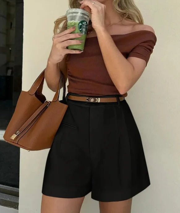 Short Beatrice taille haute, coupe tailleur
