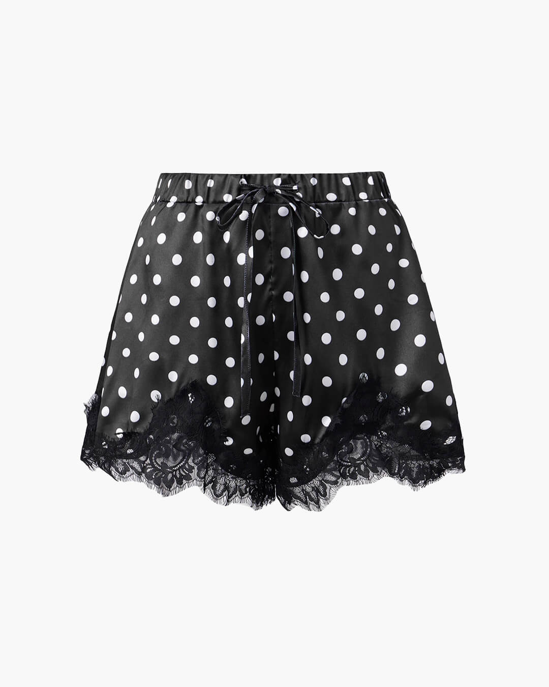 Short Paula noir en satin à pois