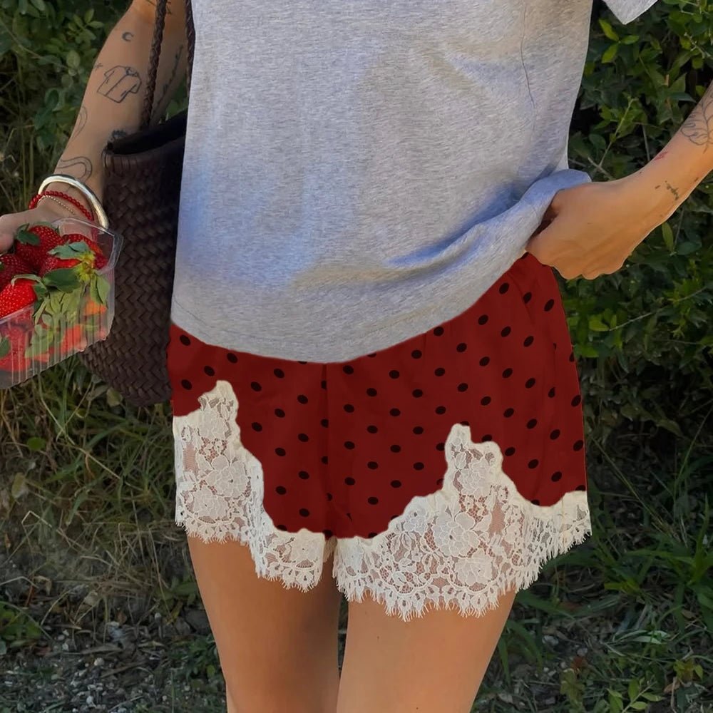 Shorty Pauleen à pois avec dentelle