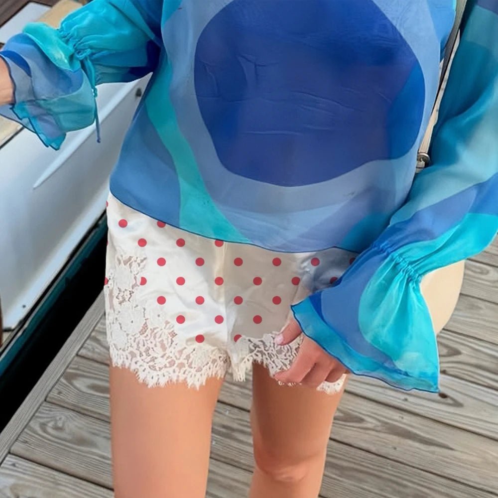 Shorty Pauleen à pois avec dentelle