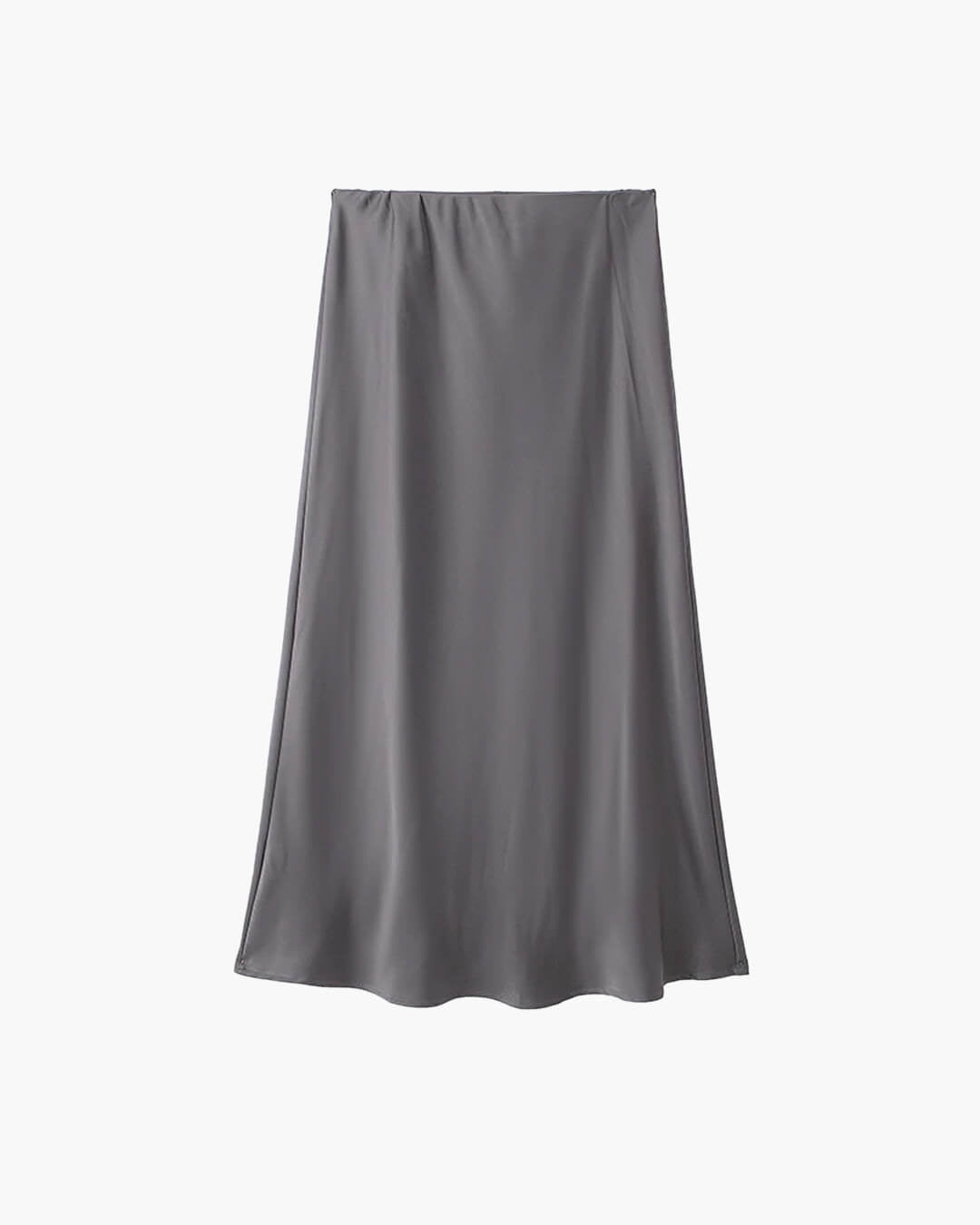 Anais jupe midi en satin noir taille haute