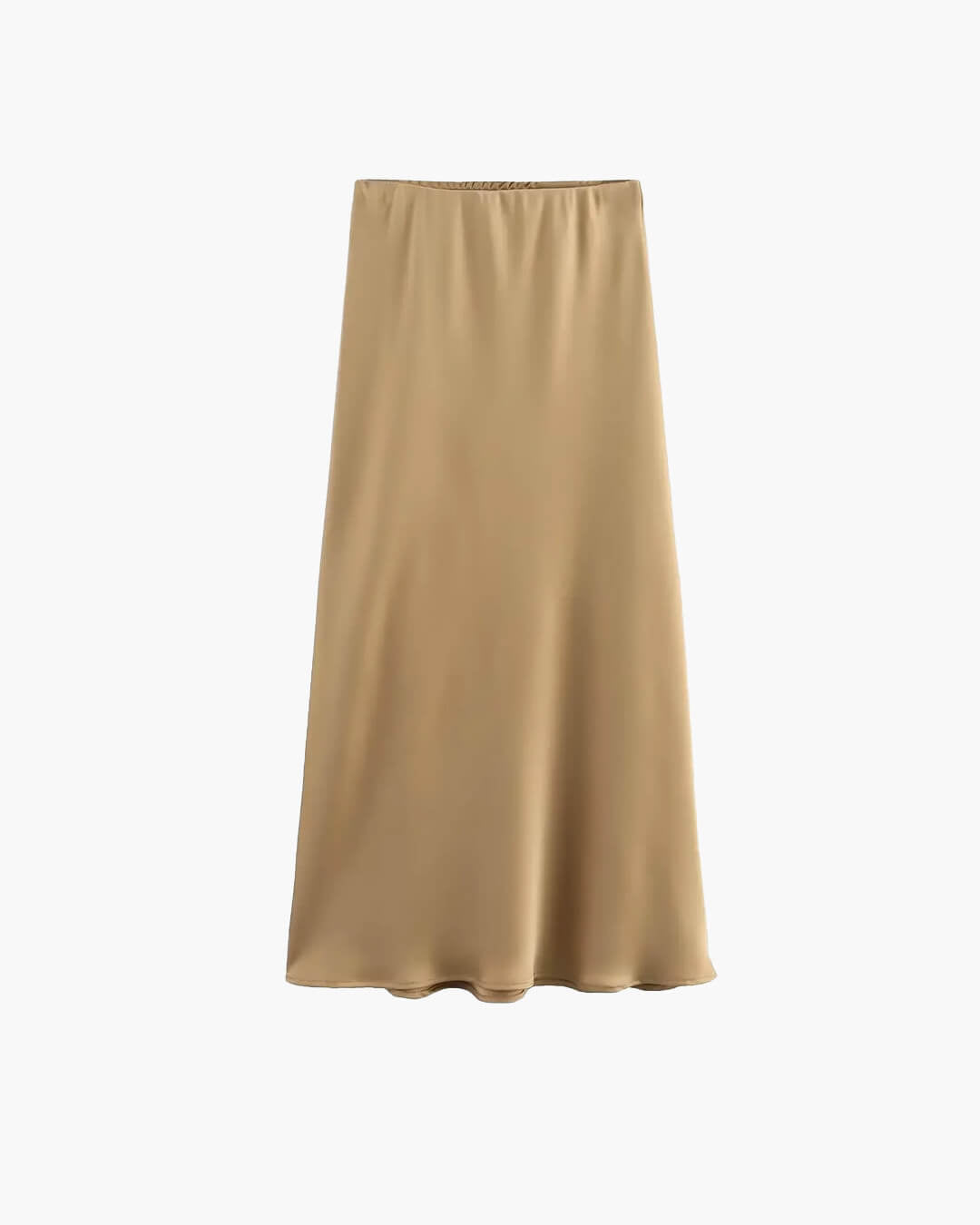 Anais jupe midi en satin noir taille haute