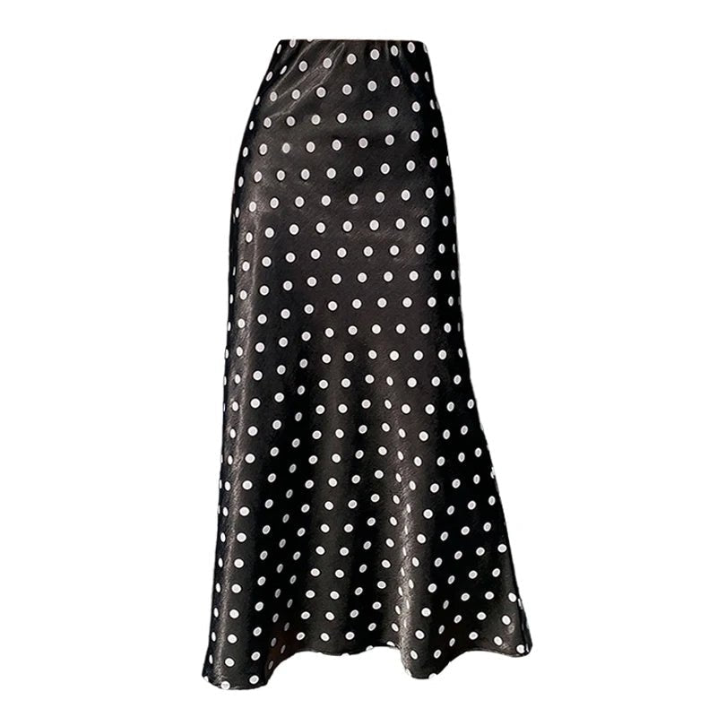 Jupe midi sirène à pois Bianca