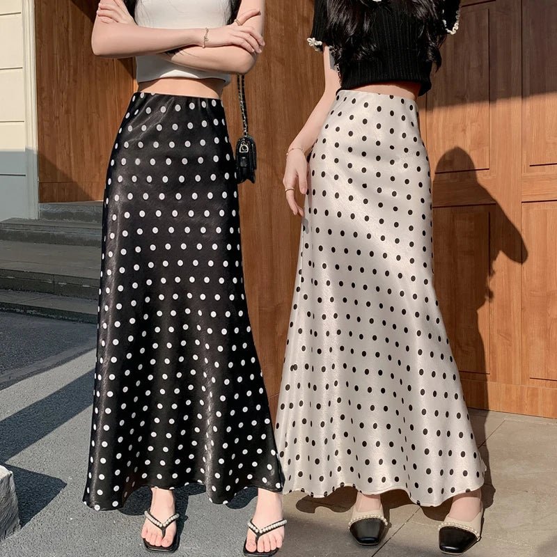 Jupe midi sirène à pois Bianca