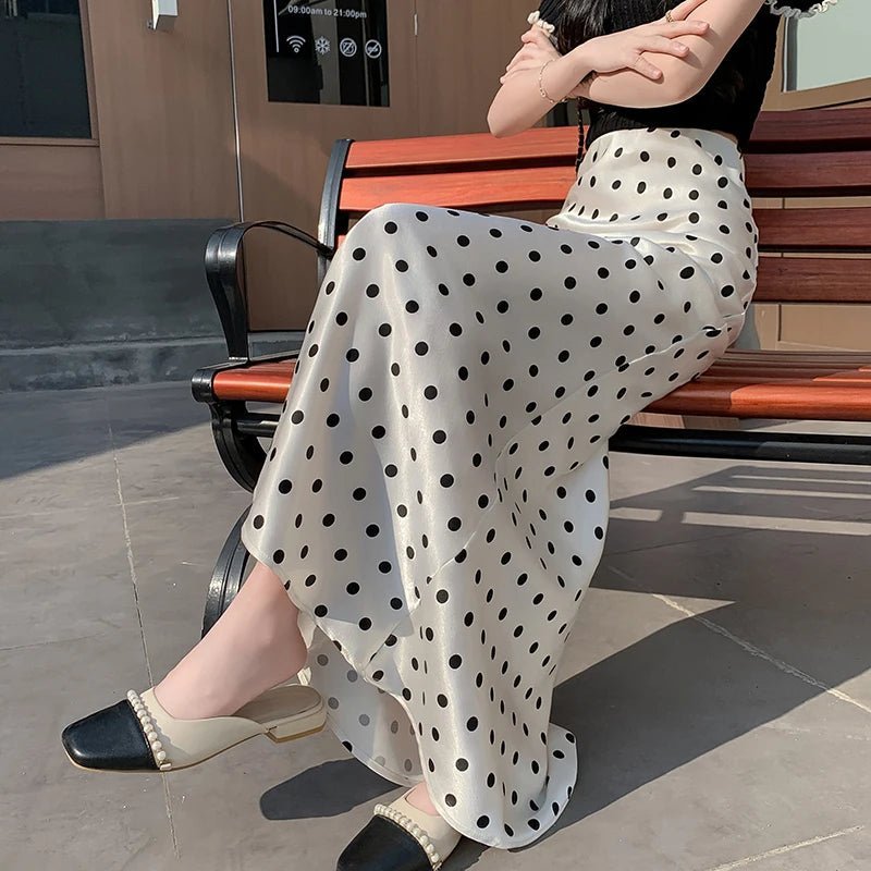 Jupe midi sirène à pois Bianca