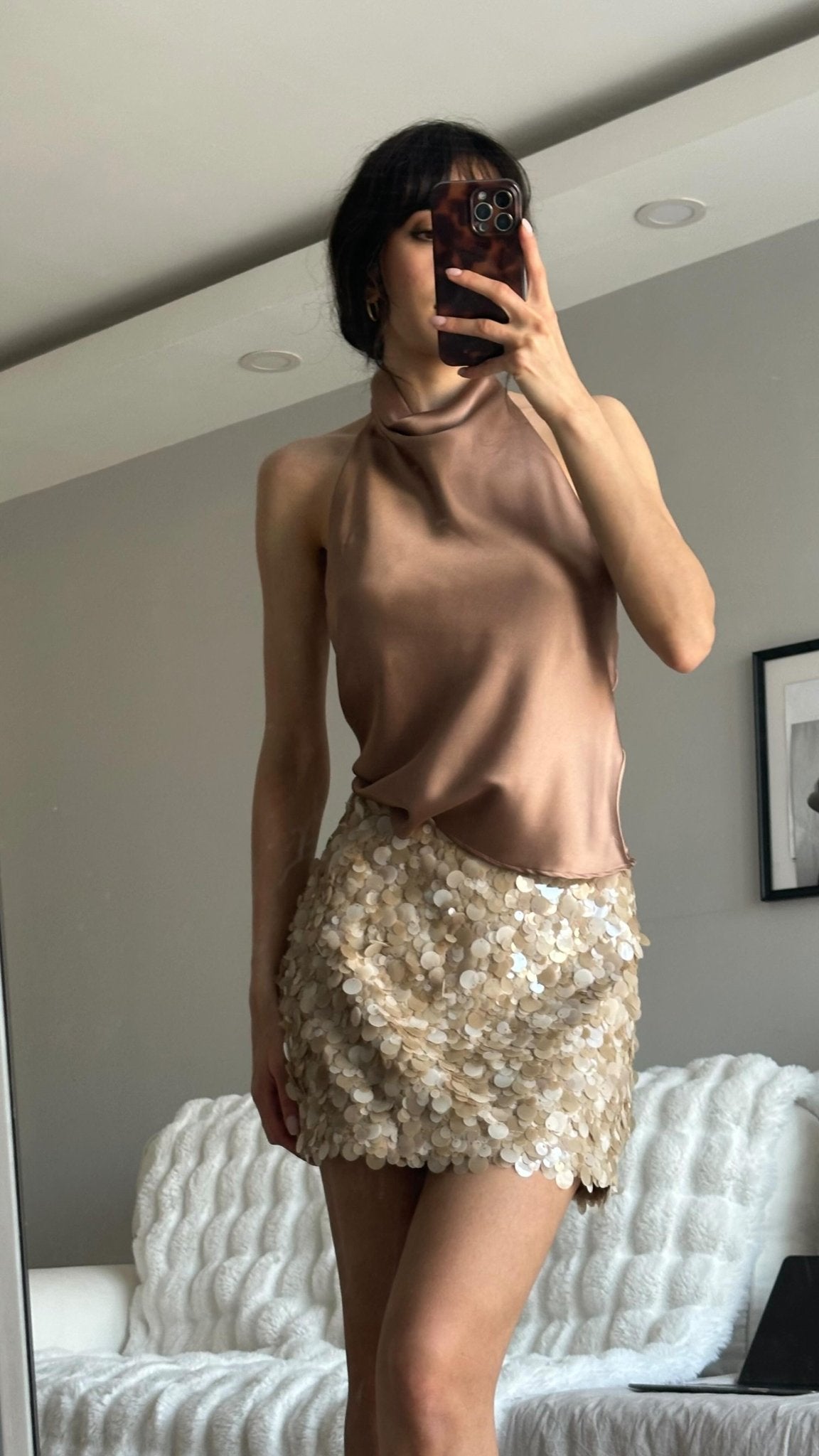 Minijupe Bianca à sequins
