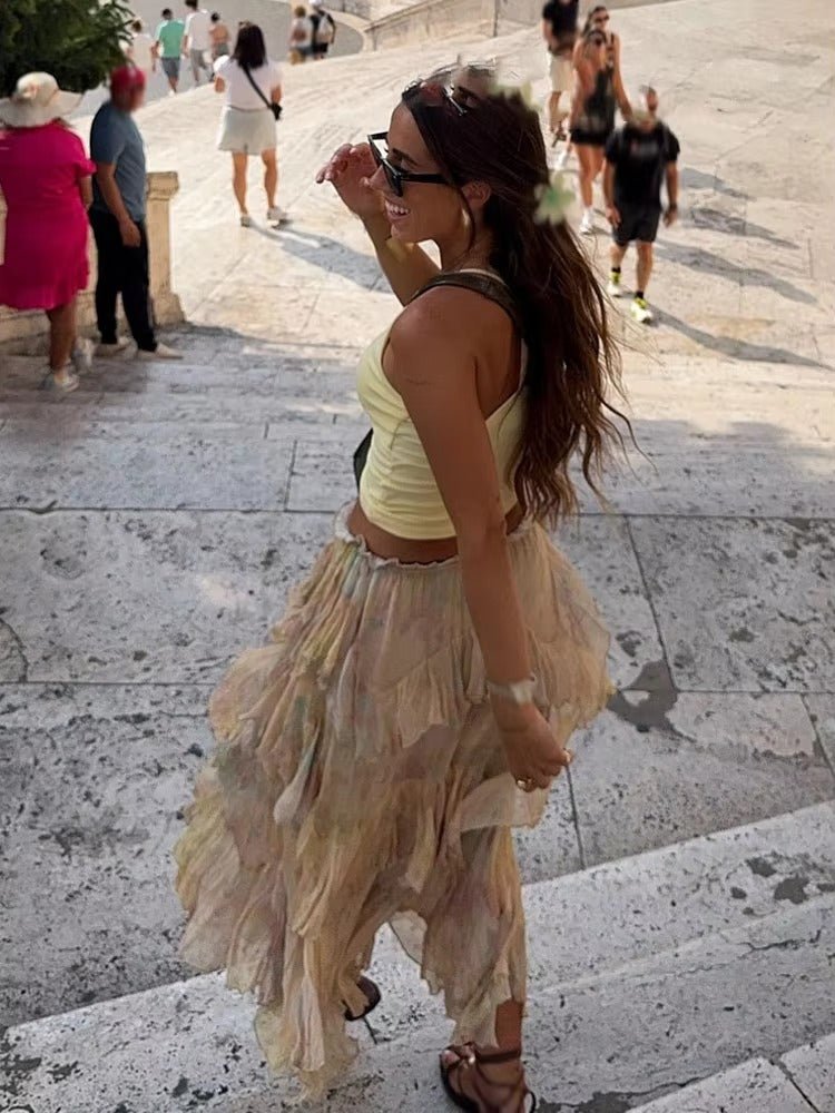 Jupe longue bohème Serena à volants superposés