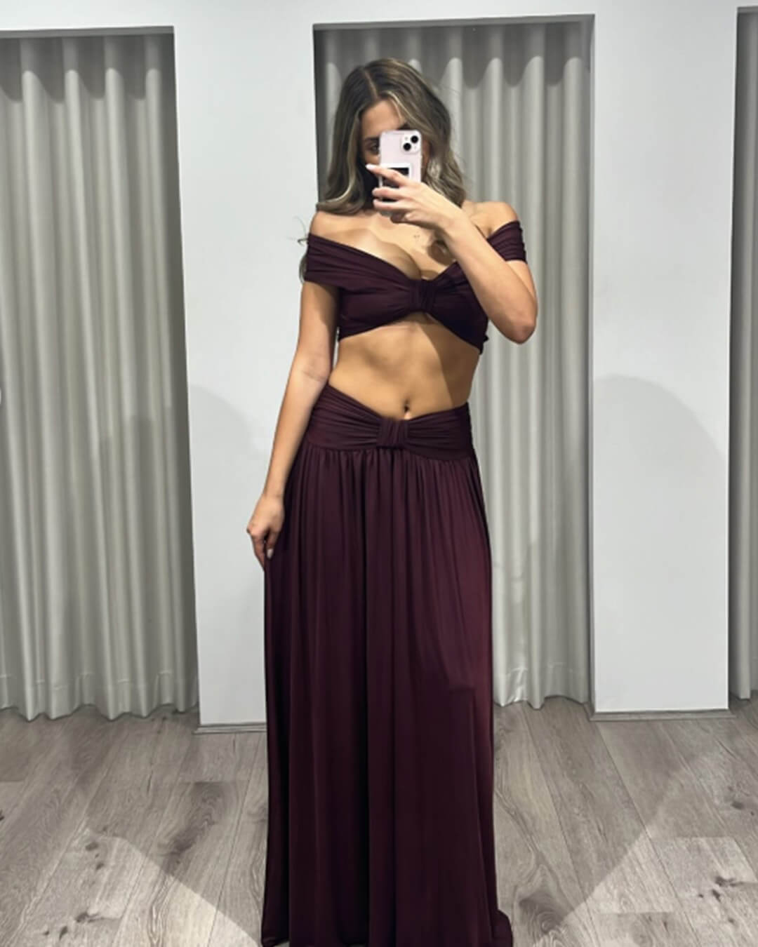 Ensemble deux pièces Mila drapé à taille haute