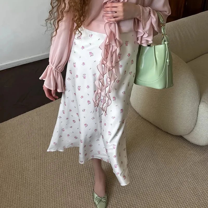 Jupe midi satinée taille haute imprimée Kate