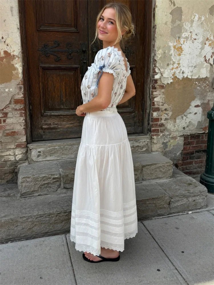 Jupe maxi en dentelle taille haute Celeste