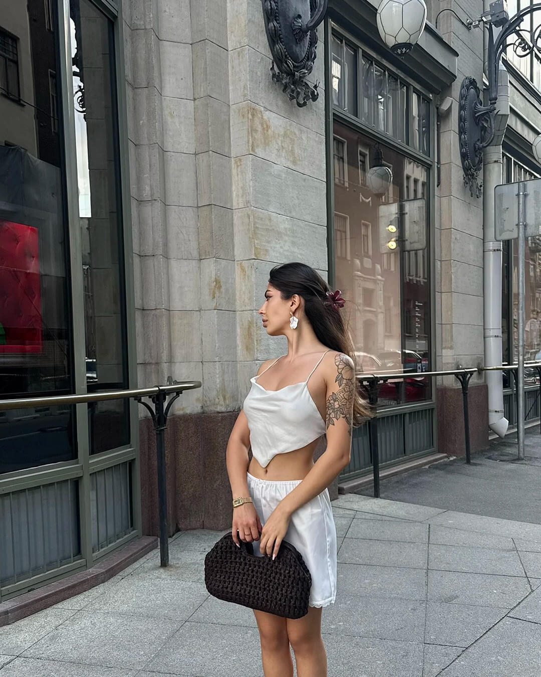Mini-jupe Johana satinée avec dentelle