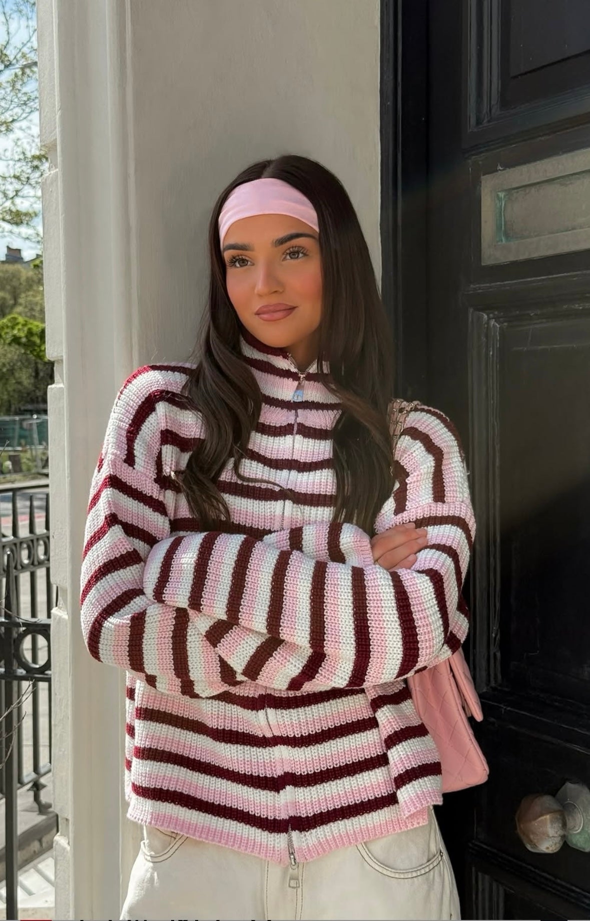 Nora pull oversize à rayures avec fermeture éclair