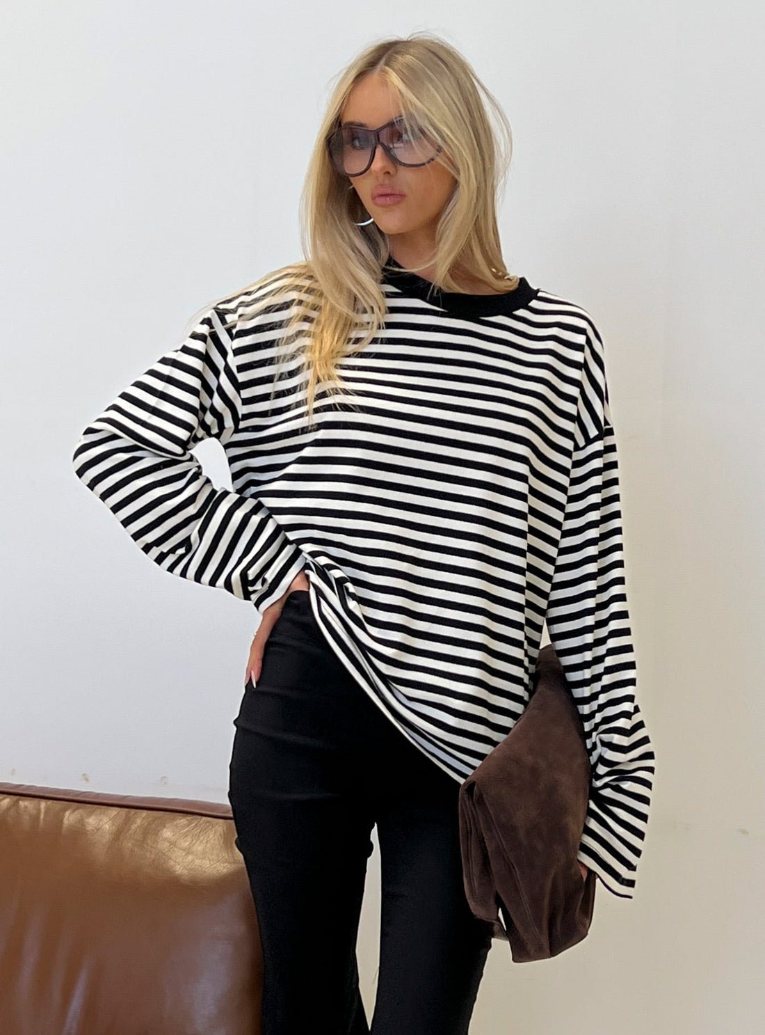 Pull oversize rayé en maille Vivien