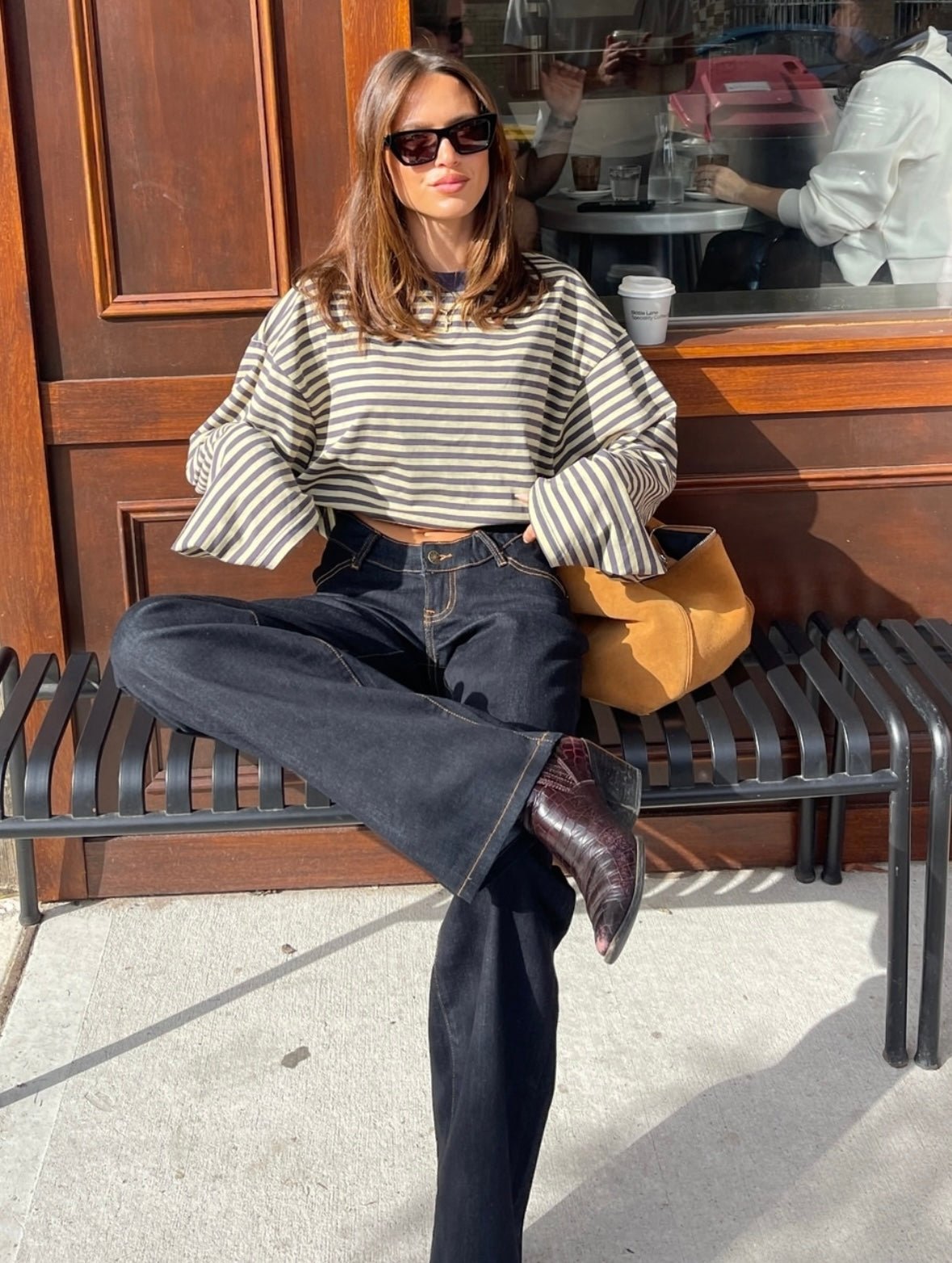 Pull oversize rayé en maille Vivien