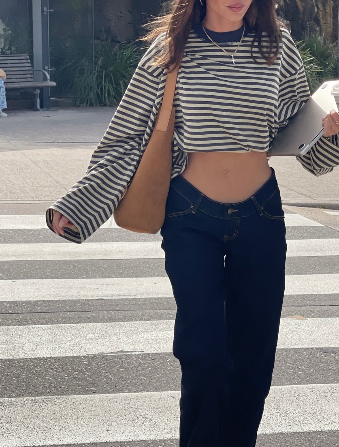 Pull oversize rayé en maille Vivien