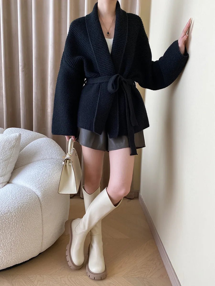 Cardigan en maille avec ceinture Abigail