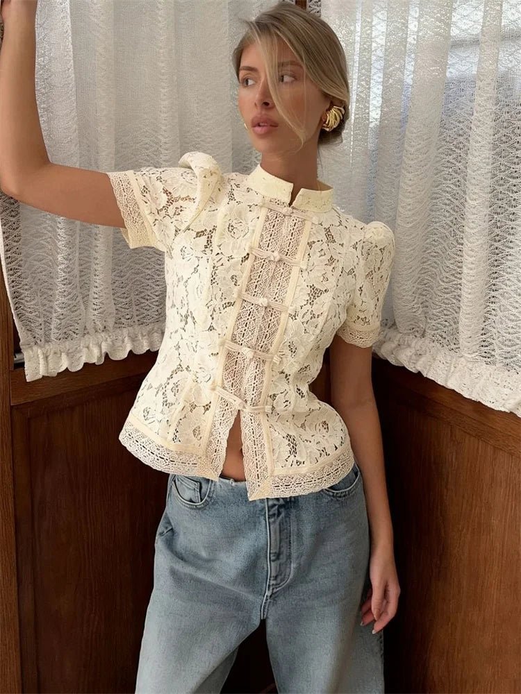 Cardigan Brielle en dentelle patchwork