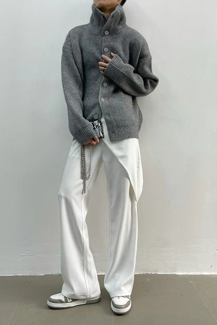 Cardigan femme côtelé à col cheminée