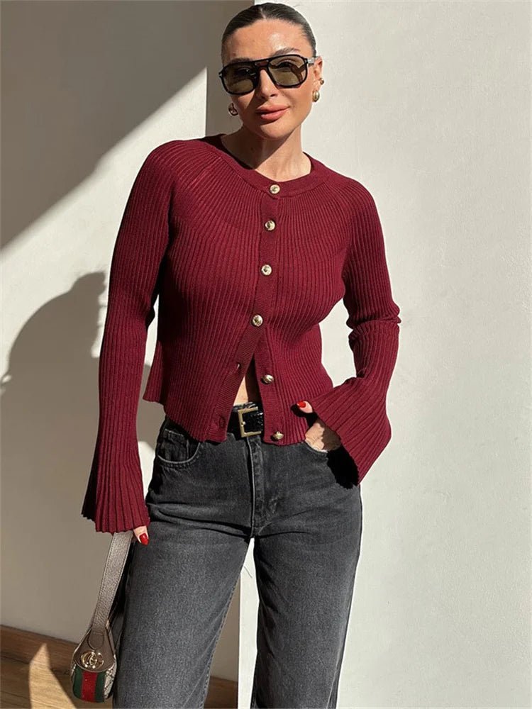 Cardigan Eloisa en maille côtelée à manches longues