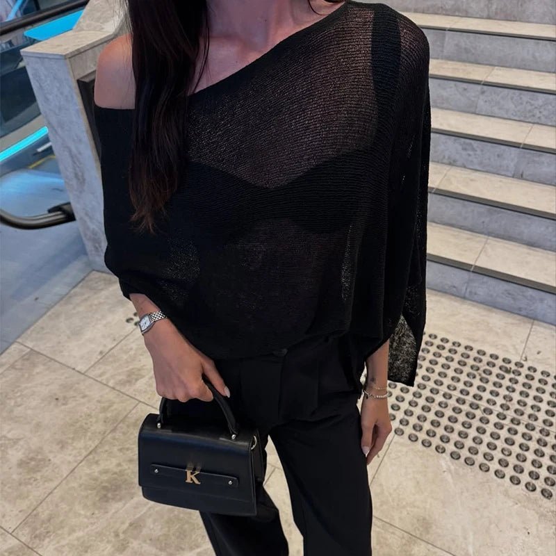 Haut asymétrique transparent style poncho