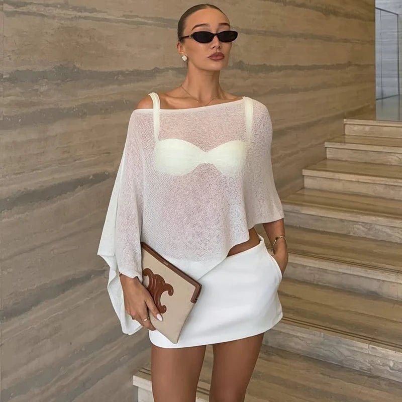 Haut asymétrique transparent style poncho