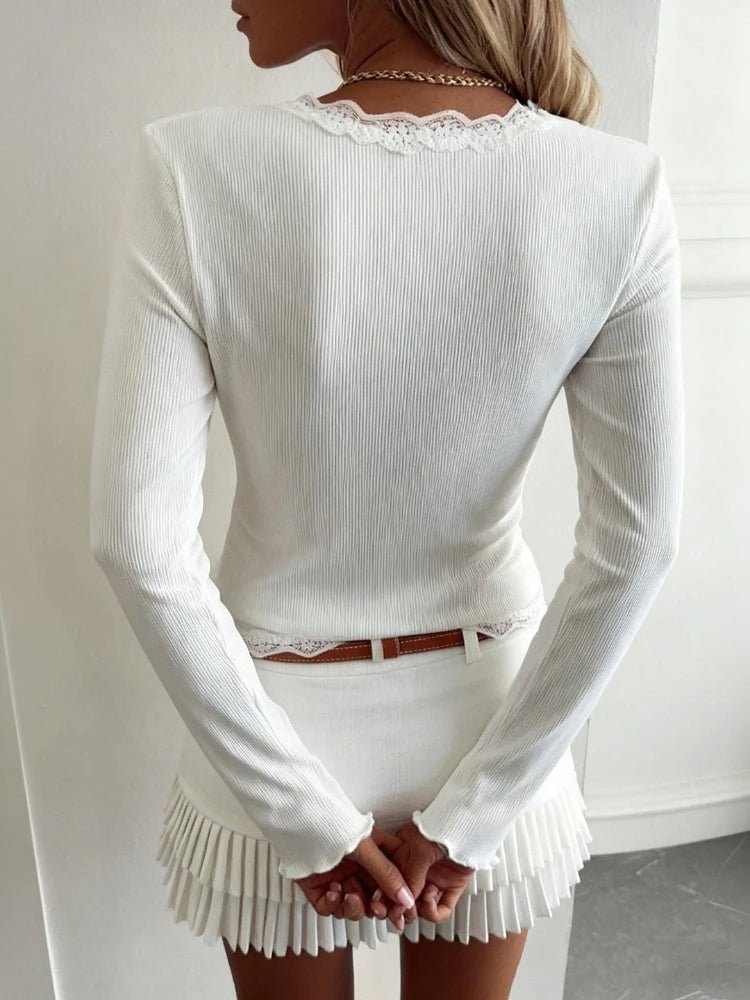 Gilet court en maille avec dentelle Sharon