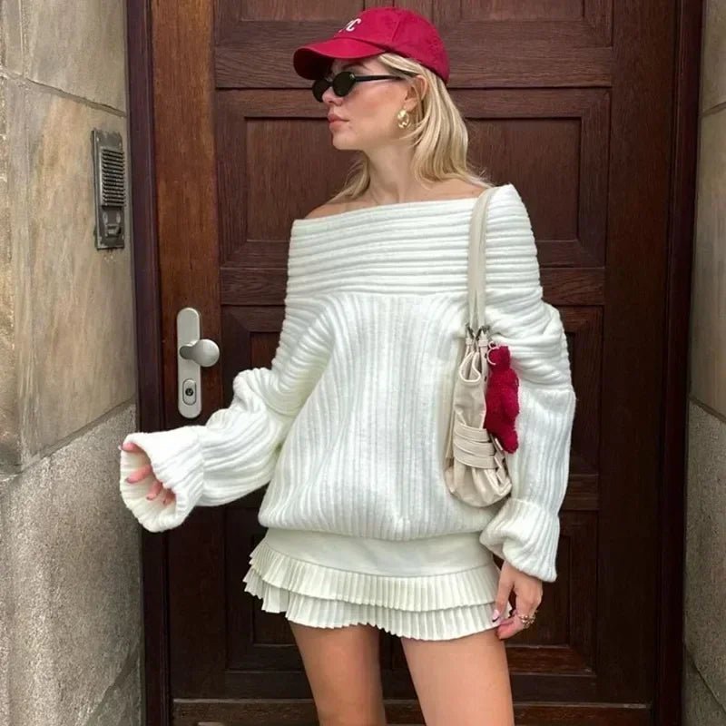 Aelwen en jersey à épaules dénudées