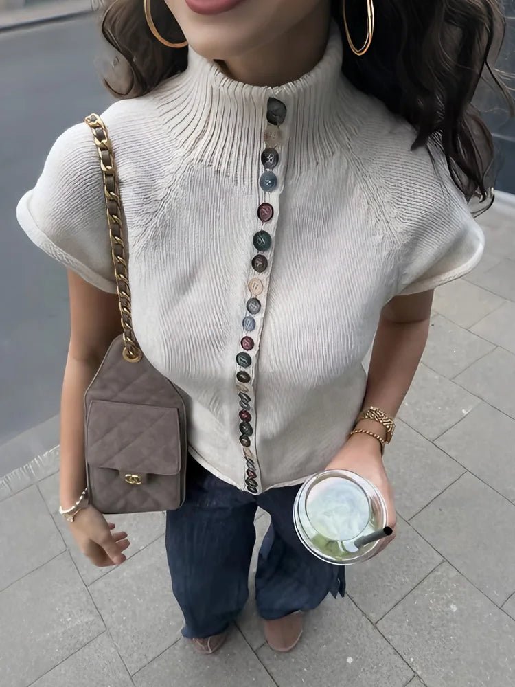 Nadia top cardigan en maille côtelée