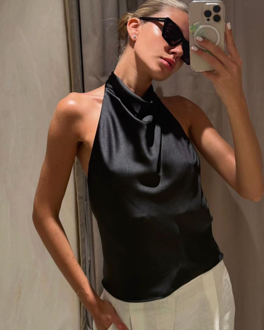 Top dos nu en satin Anastasia