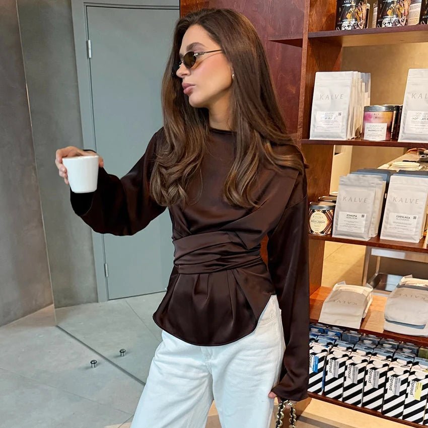 Blouse en satin avec nœud dans le dos Penelope