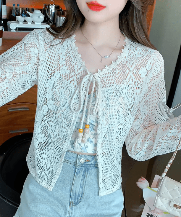 Camila : sortie de plage en crochet avec cordon de serrage