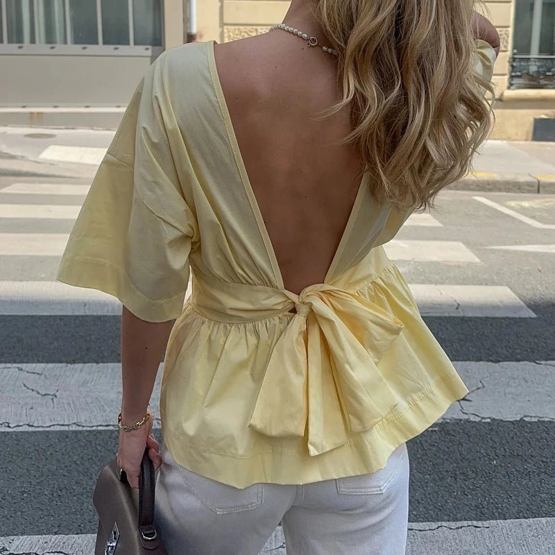 Blouse Cécile à volants et dos nu