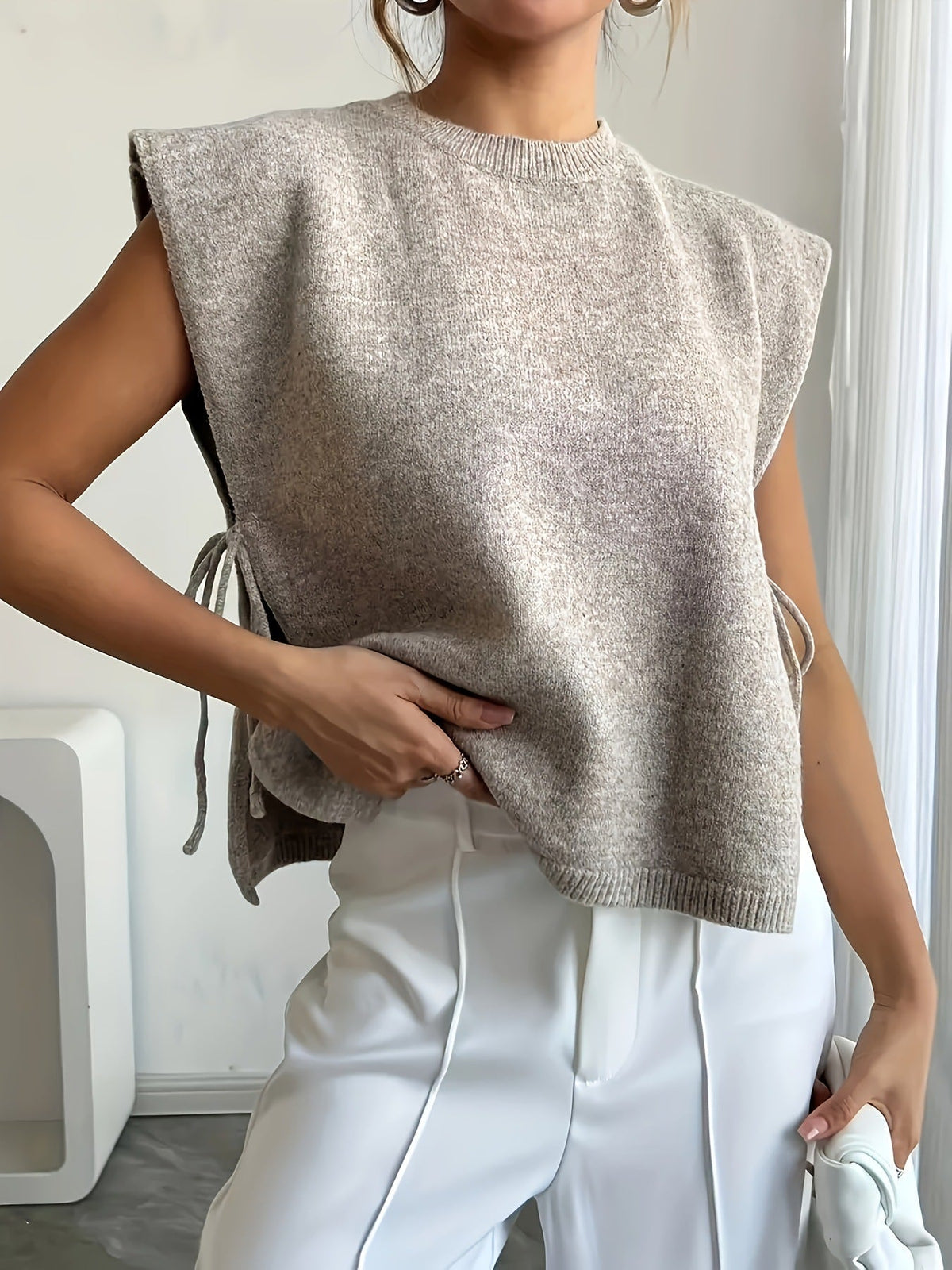 Top en maille Clara avec nœud latéral
