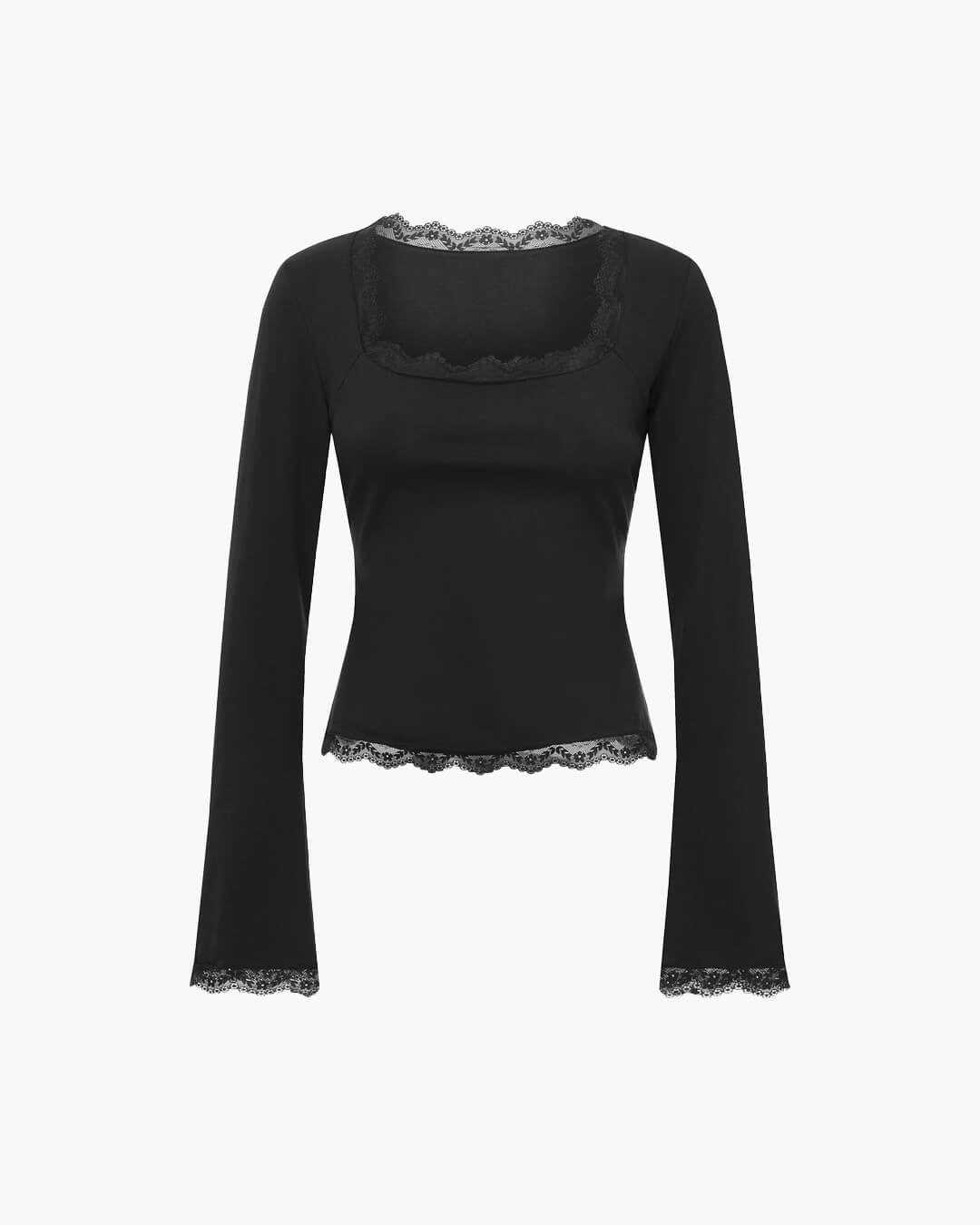 Blouse Jackie en dentelle avec décolleté carré