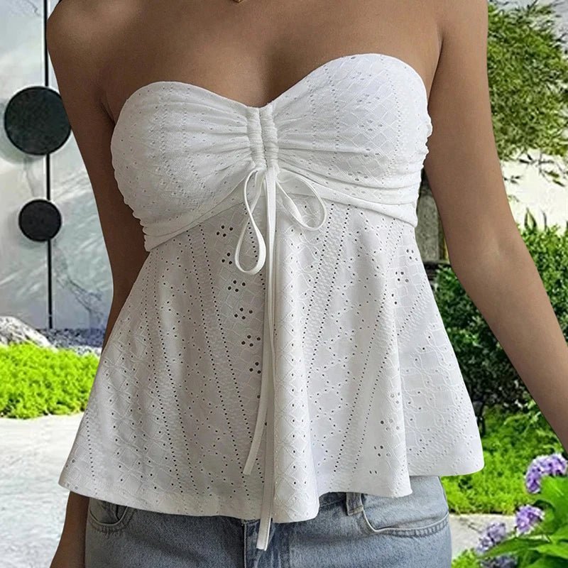 Top bandeau Jasmine en broderie anglaise