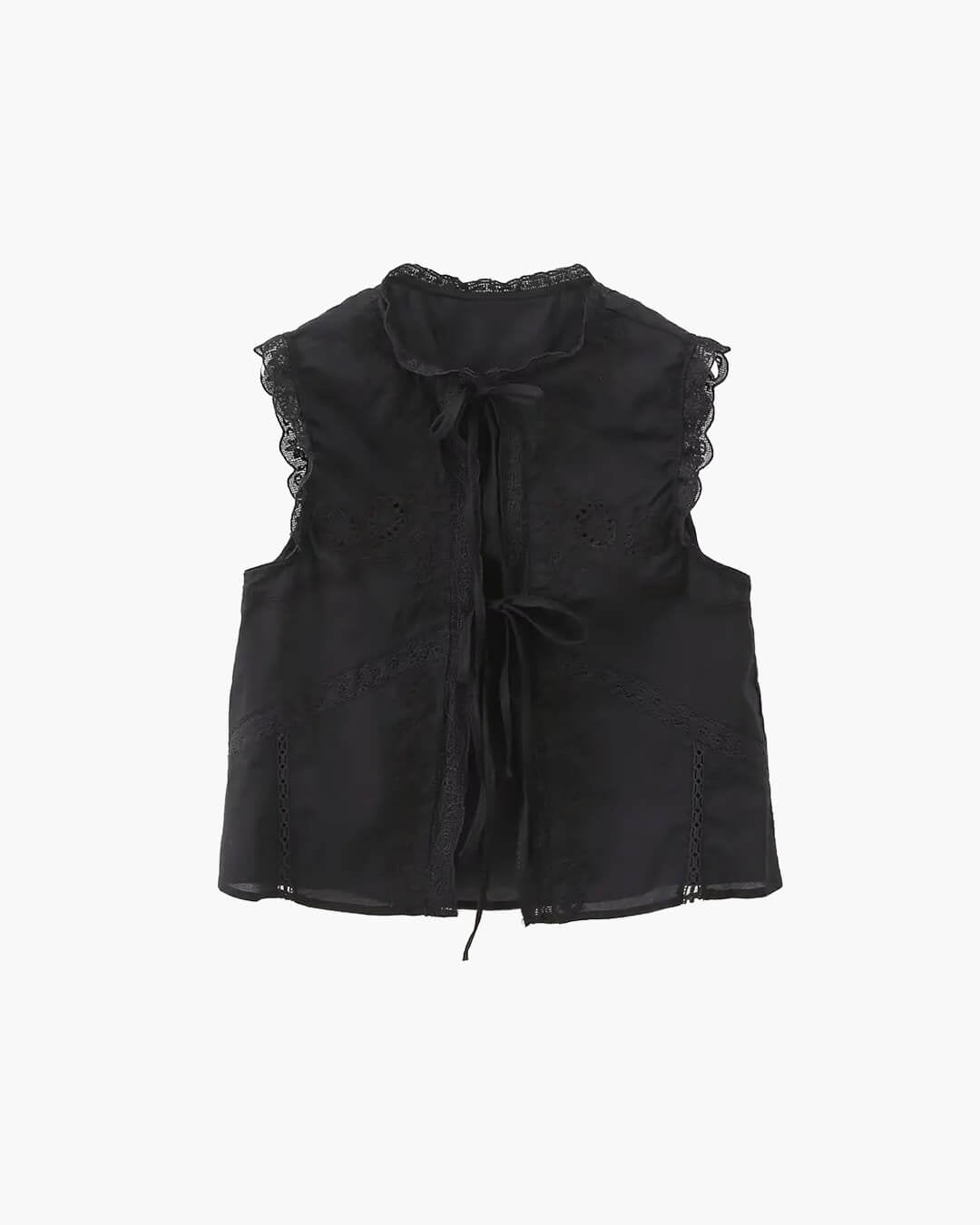 Blouse Juvie brodée avec bordure en dentelle