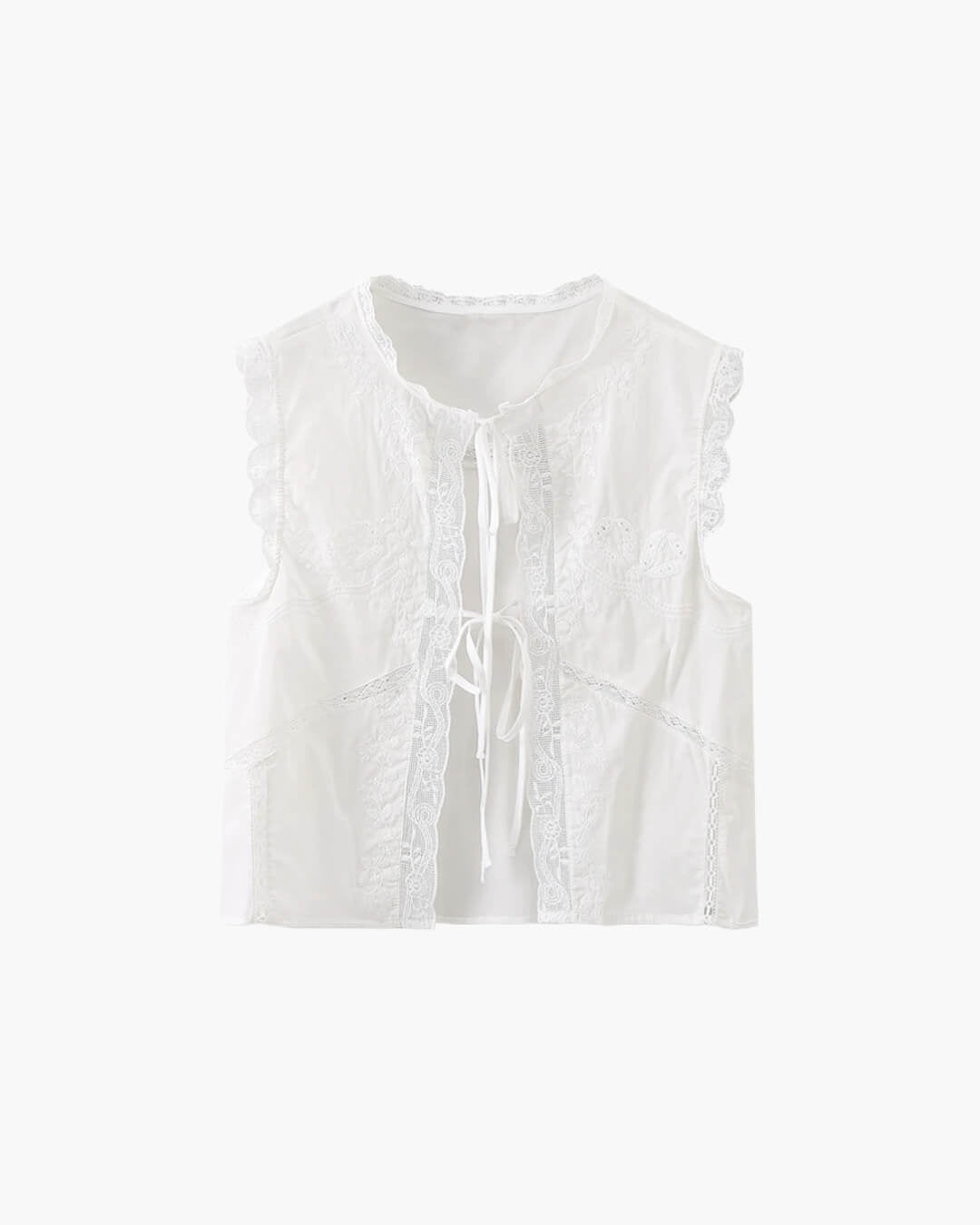 Blouse Juvie brodée avec bordure en dentelle