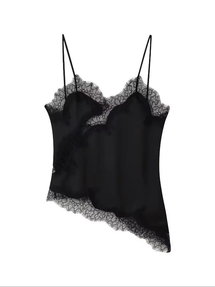 Top asymétrique en satin Kara