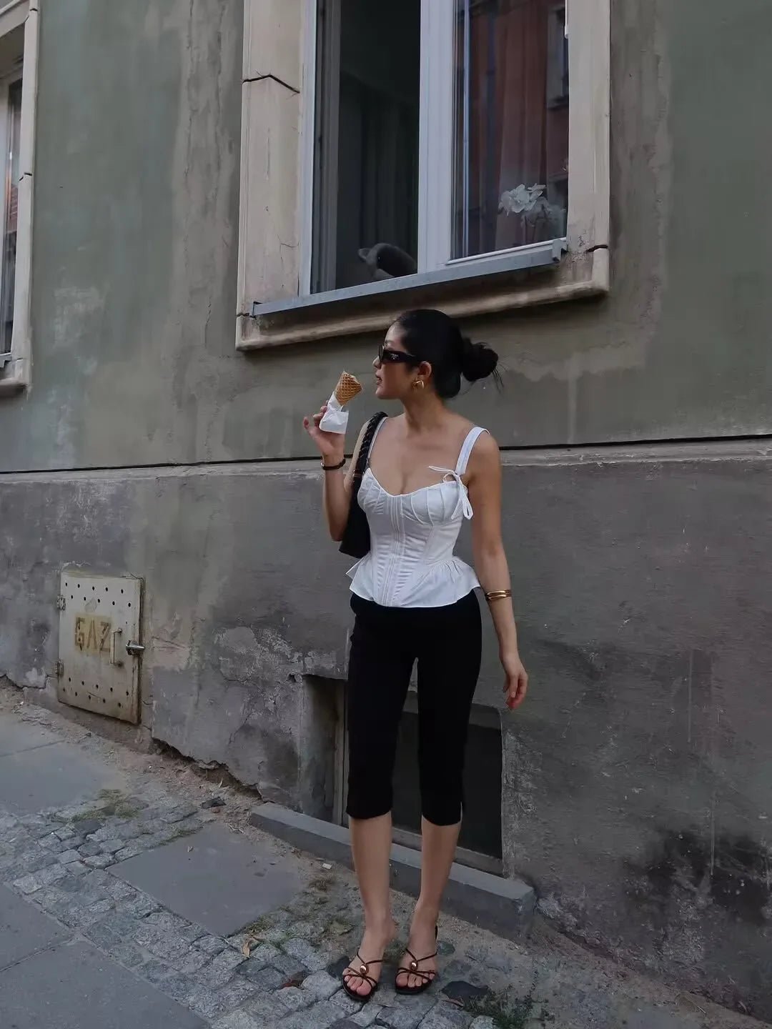 Top corseté Karley à bas volanté