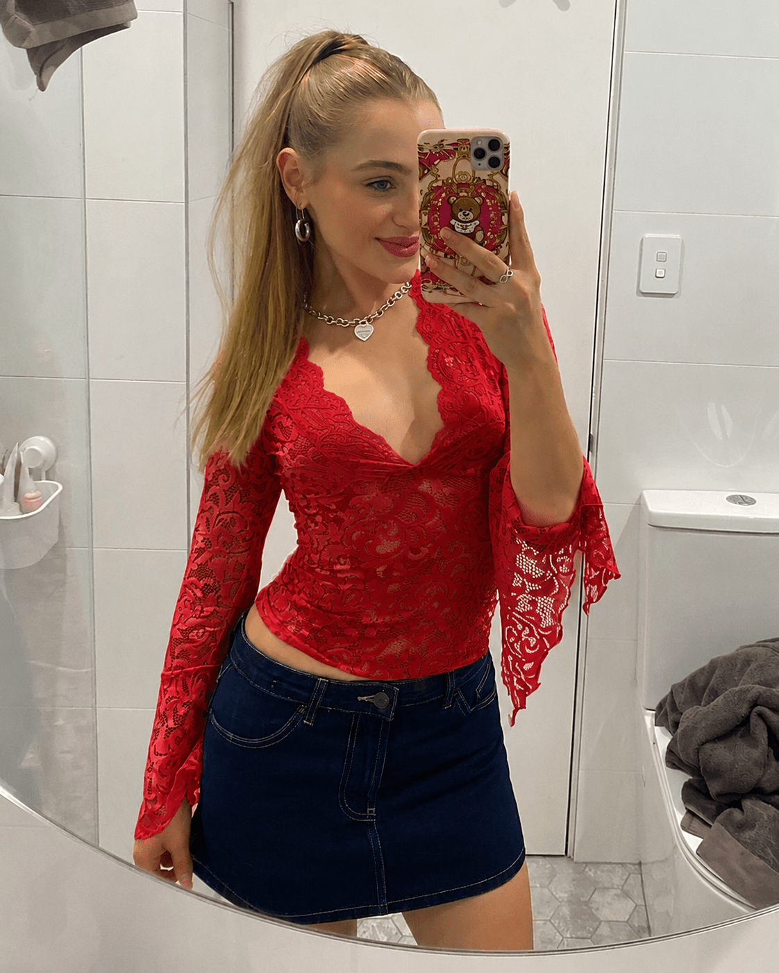 Top Sophia en dentelle à décolleté en V