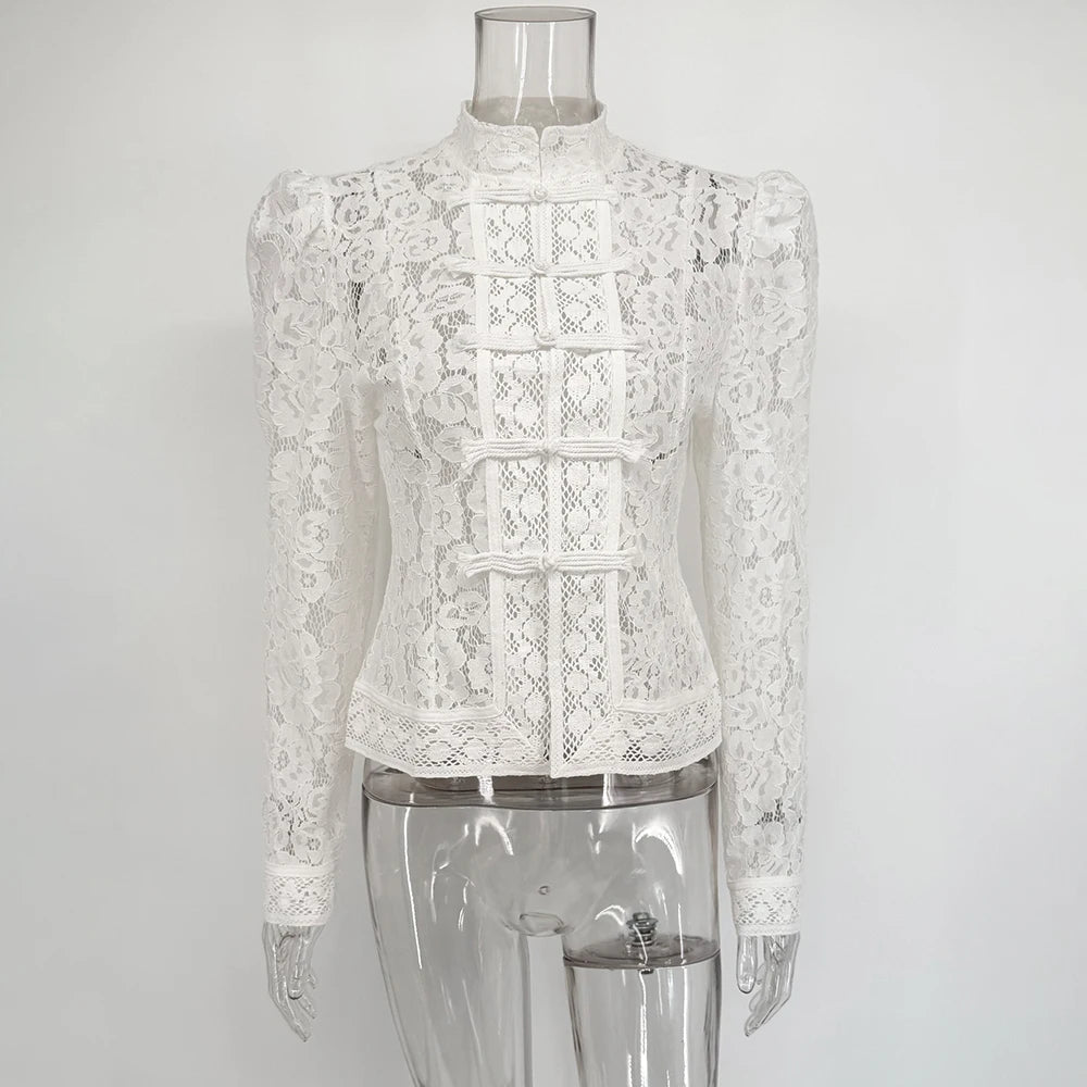 Blouse en dentelle à manches longues Suzan
