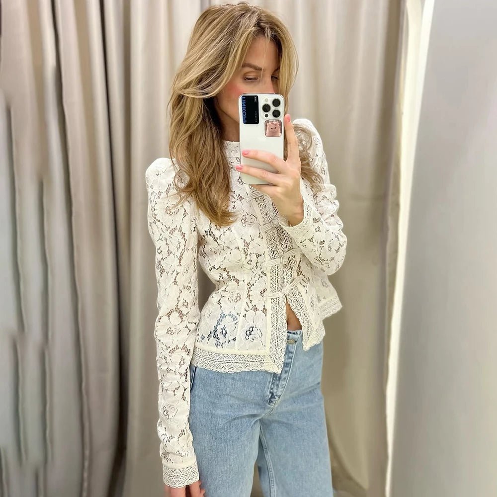 Blouse en dentelle à manches longues Suzan