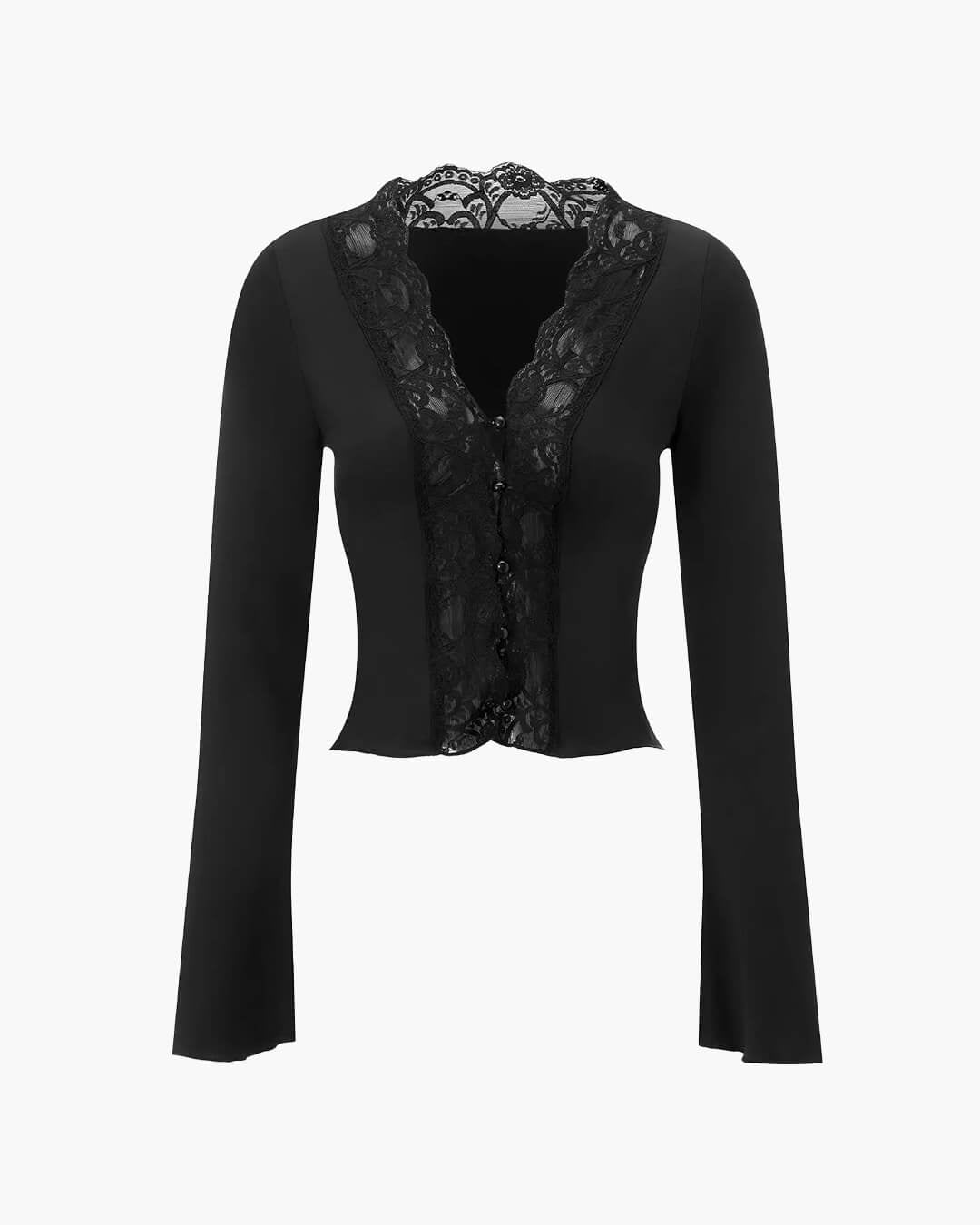 Blouse Julia à manches longues avec détail en dentelle