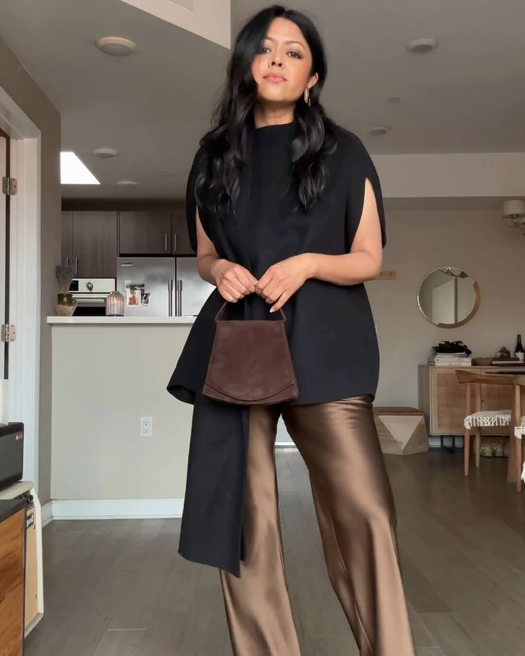 Pantalon Wendy à jambes larges en satin