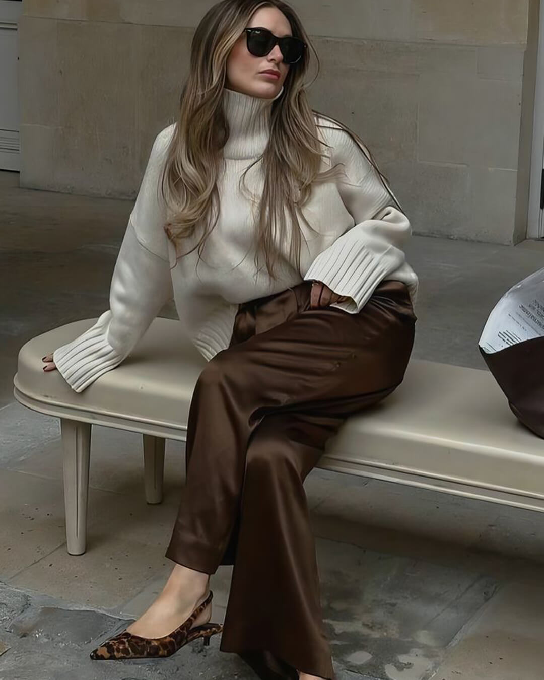 Pantalon Wendy à jambes larges en satin