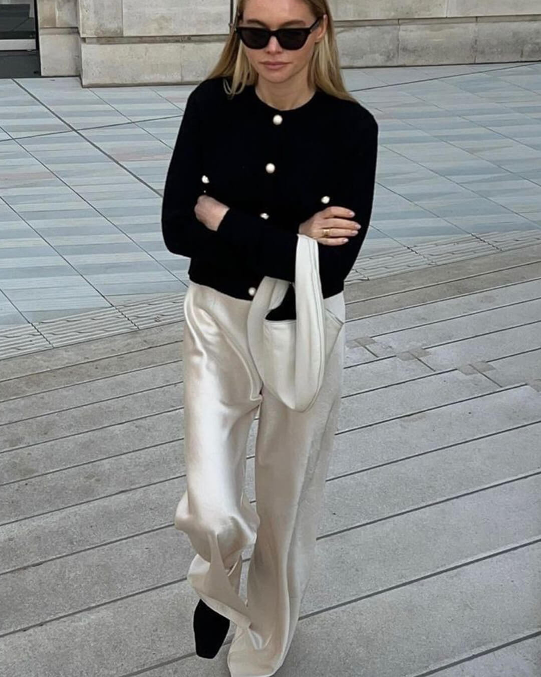 Pantalon Wendy à jambes larges en satin