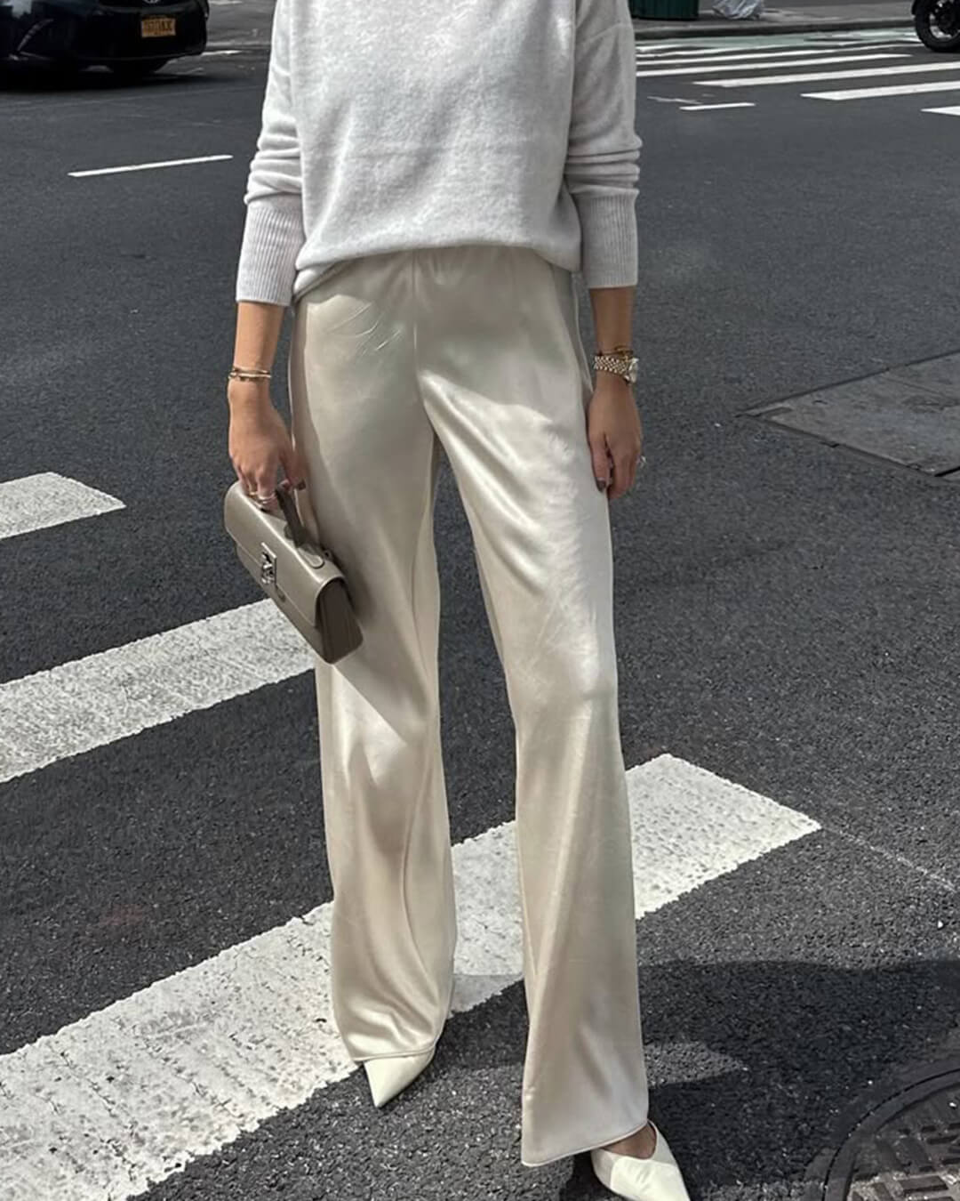 Pantalon Wendy à jambes larges en satin