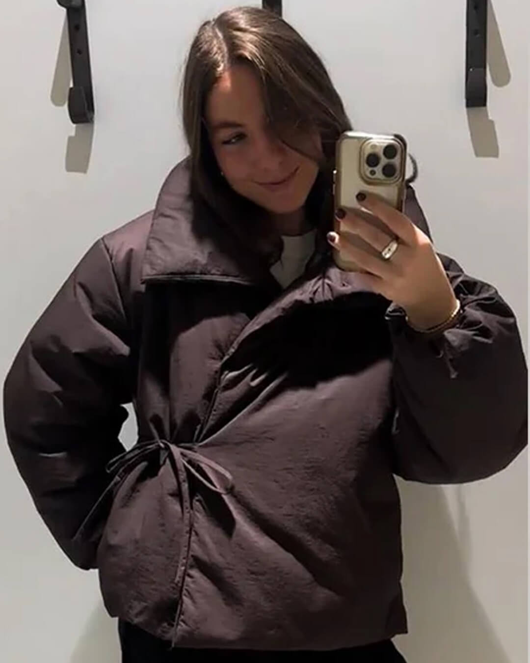 Veste matelassée Suzy à col montant et nœud