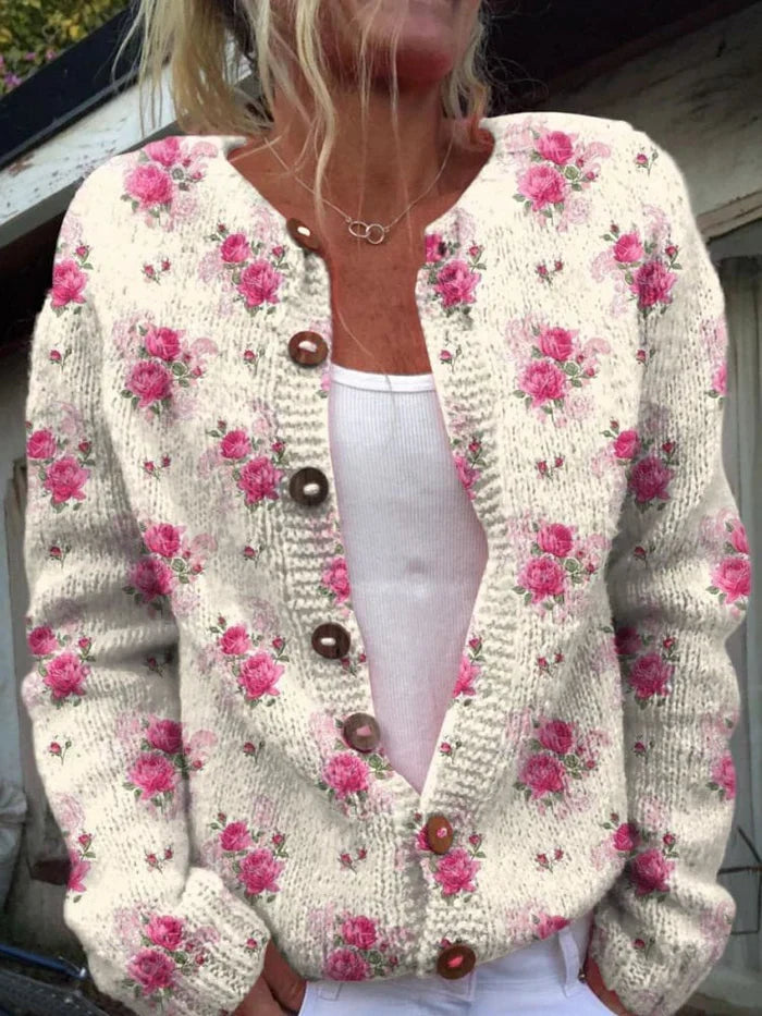 DIANE — Cardigan à Motif de Roses