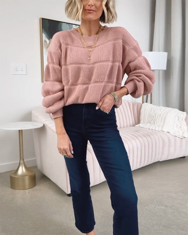 Pull Ample Effet Bouffant, Col Rond